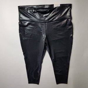 xersion Womens Active Leggings High Waisted 7/8 Length Size XXL Silver Metallic